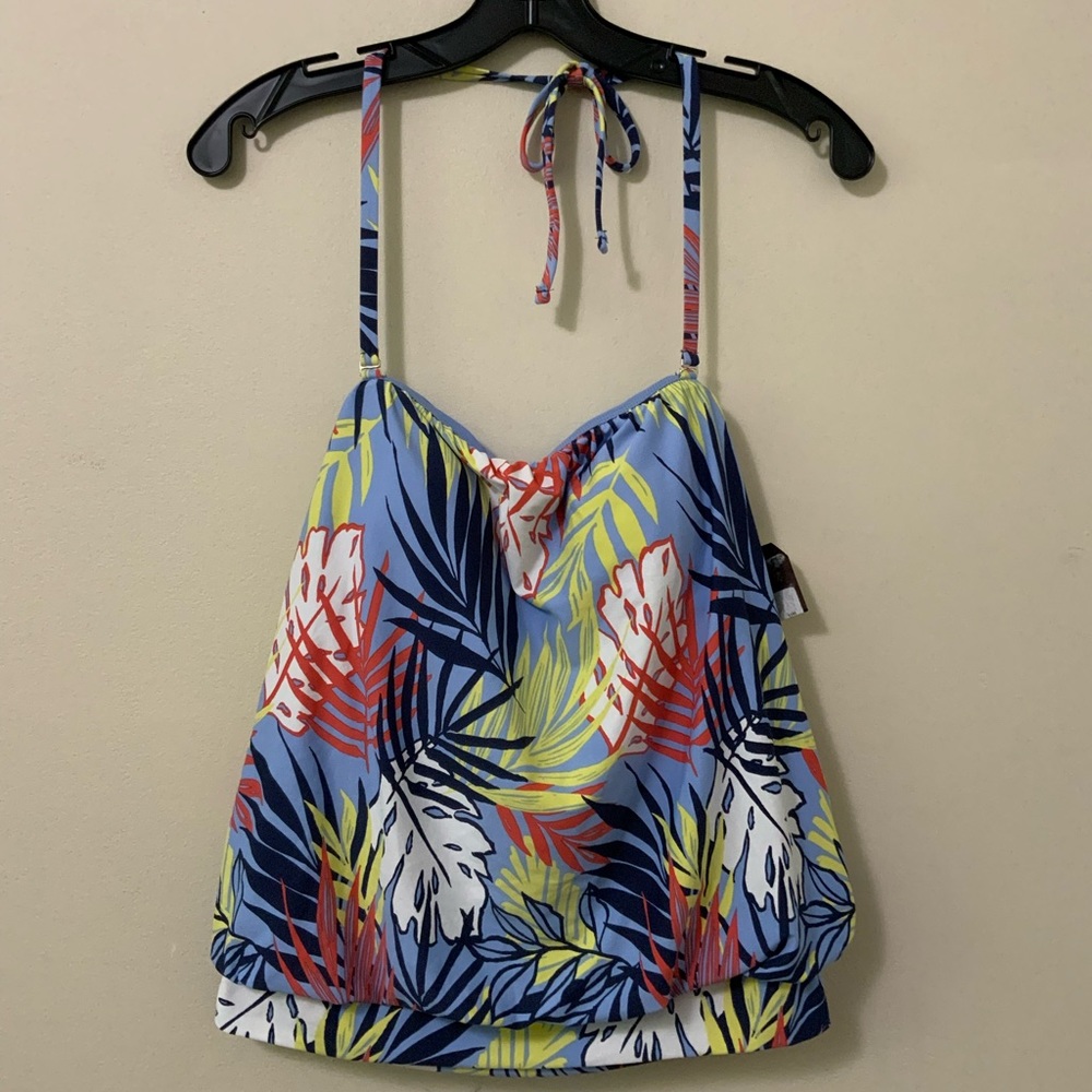 Sea Angel Size Medium Blue Palms Print Halter Swimwear
